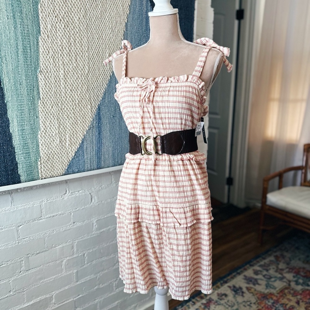 NWT Lily Black Pink and Cream Striped Dress